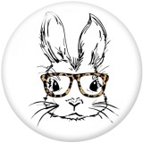 20MM  rabbit   Print   glass  snaps buttons