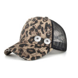 Leopard Summer sun-shading and sun protection cap Horsetail peaked cap fit 18mm snap button beige snap button jewelry