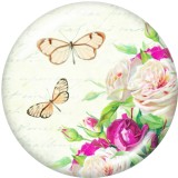 20MM  Flower  Print   glass  snaps buttons