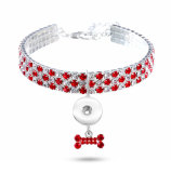 Three-row elastic rhinestone pet collar cat and dog jewelry rhinestone collar fit  1 18&20MM snap buttom snap jewelry