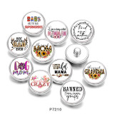 20MM  words  MOM  Print   glass  snaps buttons