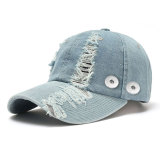Summer denim fashion cap with sun protection fit 18mm snap button beige  snap button jewelry