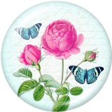 20MM  Flower  Print   glass  snaps buttons
