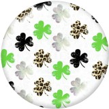20MM   Clover   Flower   Print   glass  snaps buttons