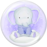 20MM    Elephant  Unicorn  Print   glass  snaps buttons