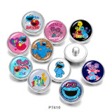 20MM   Cartoon   Sesame  Friends  Print   glass  snaps buttons