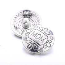 20MM Christmas mother's day design metal snap silver  Plated with Rhinestone snap button