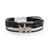 Multilayer bracelet personality fashion diamond starfish bracelet ladies leisure holiday style small round bead jewelry