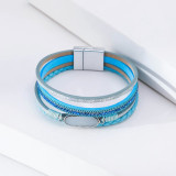 Women's multi-layer diamond bracelet leather bracelet