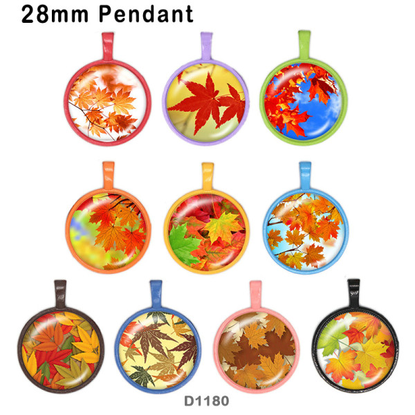 10pcs/lot   maple  leaves   glass picture printing products of various sizes  Fridge magnet cabochon
