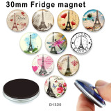 10pcs/lot  Eiffel   Tower  glass picture printing products of various sizes  Fridge magnet cabochon