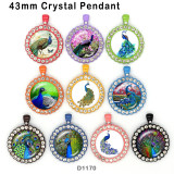 10pcs/lot  peacock  glass picture printing products of various sizes  Fridge magnet cabochon