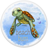 Painted metal 20mm snap buttons   sea  turtle   Print  Beach Ocean