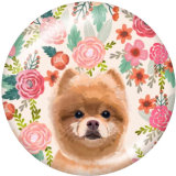 Painted metal 20mm snap buttons  Flower   Dog   Print