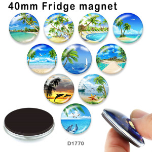 10pcs/lot  beach  glass picture printing products of various sizes  Fridge magnet cabochon