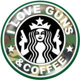 Painted metal 20mm snap buttons  l  love guns  coffee  car Print