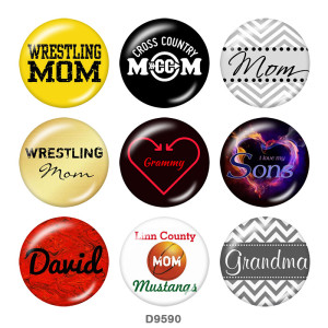 Painted metal 20mm snap buttons  MOM  Print