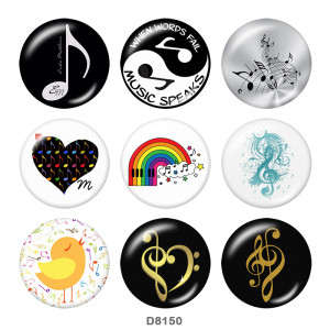 Painted metal 20mm snap buttons  Music   Print