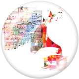 Painted metal 20mm snap buttons   Music  Print