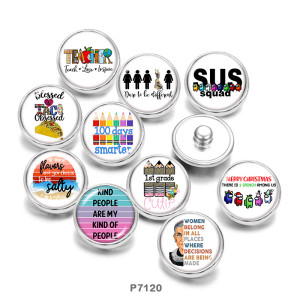 Painted metal 20mm snap buttons  words   Pattern   Print