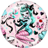 Painted metal Painted metal 20mm snap buttons  snap buttons  Pretty  girl   Print