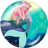 Painted metal 20mm snap buttons  Mermaid   Print Beach Ocean