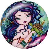 Painted metal 20mm snap buttons  Mermaid   Print  Beach Ocean