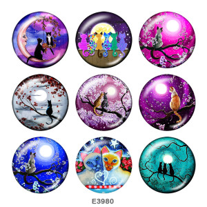 Painted metal Painted metal 20mm snap buttons  snap buttons   Moon  Cat  Print