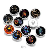 Painted metal 20mm snap buttons   Game  Print