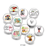 Painted metal 20mm snap buttons   pig   cattle  horse  Print