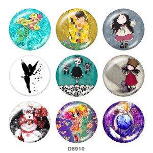 Painted metal 20mm snap buttons  Elves  Mermaid   Print