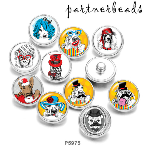 Painted metal Painted metal 20mm snap buttons  snap buttons  Dog  Print