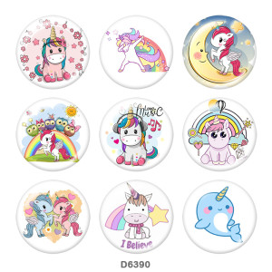 Painted metal 20mm snap buttons  Unicorn   Print