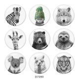 Painted metal 20mm snap buttons   Fox  Tiger   Print
