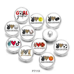 Painted metal 20mm snap buttons  Peaceful  love   Print