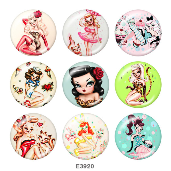 Painted metal Painted metal 20mm snap buttons  snap buttons  Nurse  girl  Print