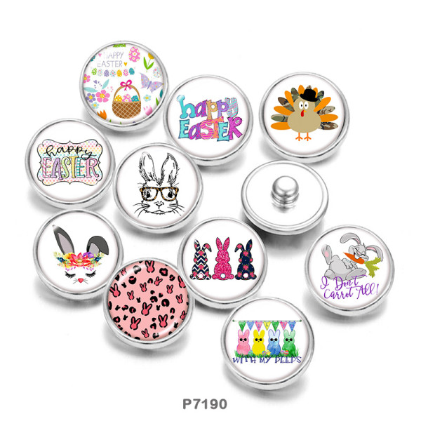 Painted metal 20mm snap buttons  rabbit   Print