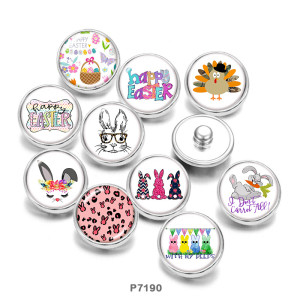 Painted metal 20mm snap buttons  rabbit   Print