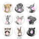 Painted metal 20mm snap buttons    Elephant   Tiger   Print