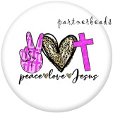 Painted metal Painted metal 20mm snap buttons  snap buttons  Peace  love  Faith   Print