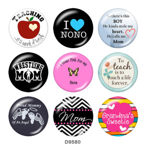 Painted metal 20mm snap buttons  Butterfly  MOM   Print