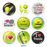 Painted metal 20mm snap buttons   L   love tennis  Print