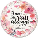 Painted metal 20mm snap buttons   Flower  words   Print