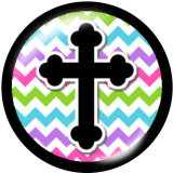 Painted metal 20mm snap buttons  Cross  Faith  Print