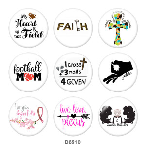 Painted metal 20mm snap buttons   Cross  MOM  Print