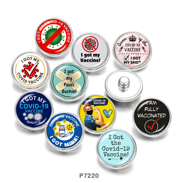 Painted metal COVID-19 VACCINE  20mm snap buttons   I  Got my vaccine   Print