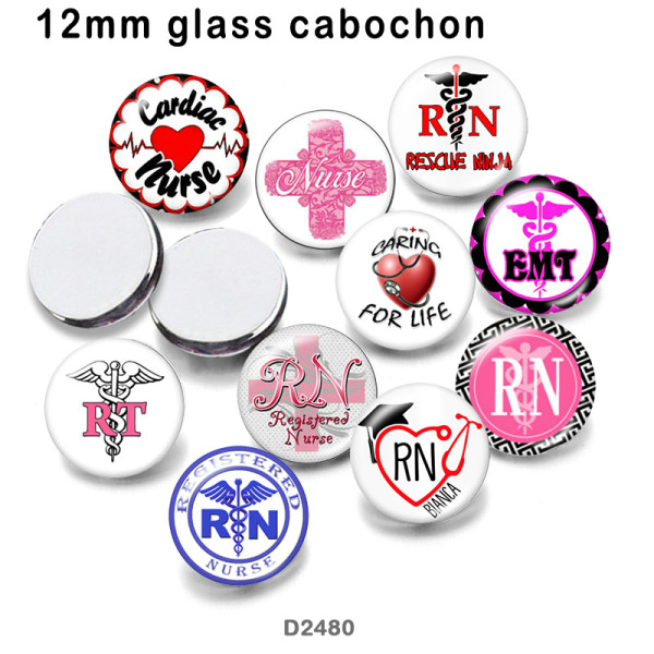 10pcs/lot  Nurse  glass picture printing products of various sizes  Fridge magnet cabochon