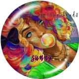 Painted metal Painted metal 20mm snap buttons  snap buttons  head portrait  girl  Print