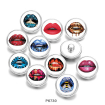 Painted metal 20mm snap buttons   Lips  Print