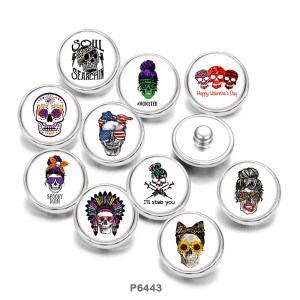Painted metal 20mm snap buttons   skull   Print
